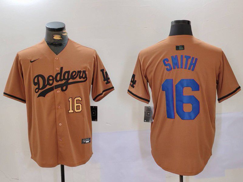 Men Los Angeles Dodgers 16 Smith army green joint name 2024 Nike MLB Jersey style 5